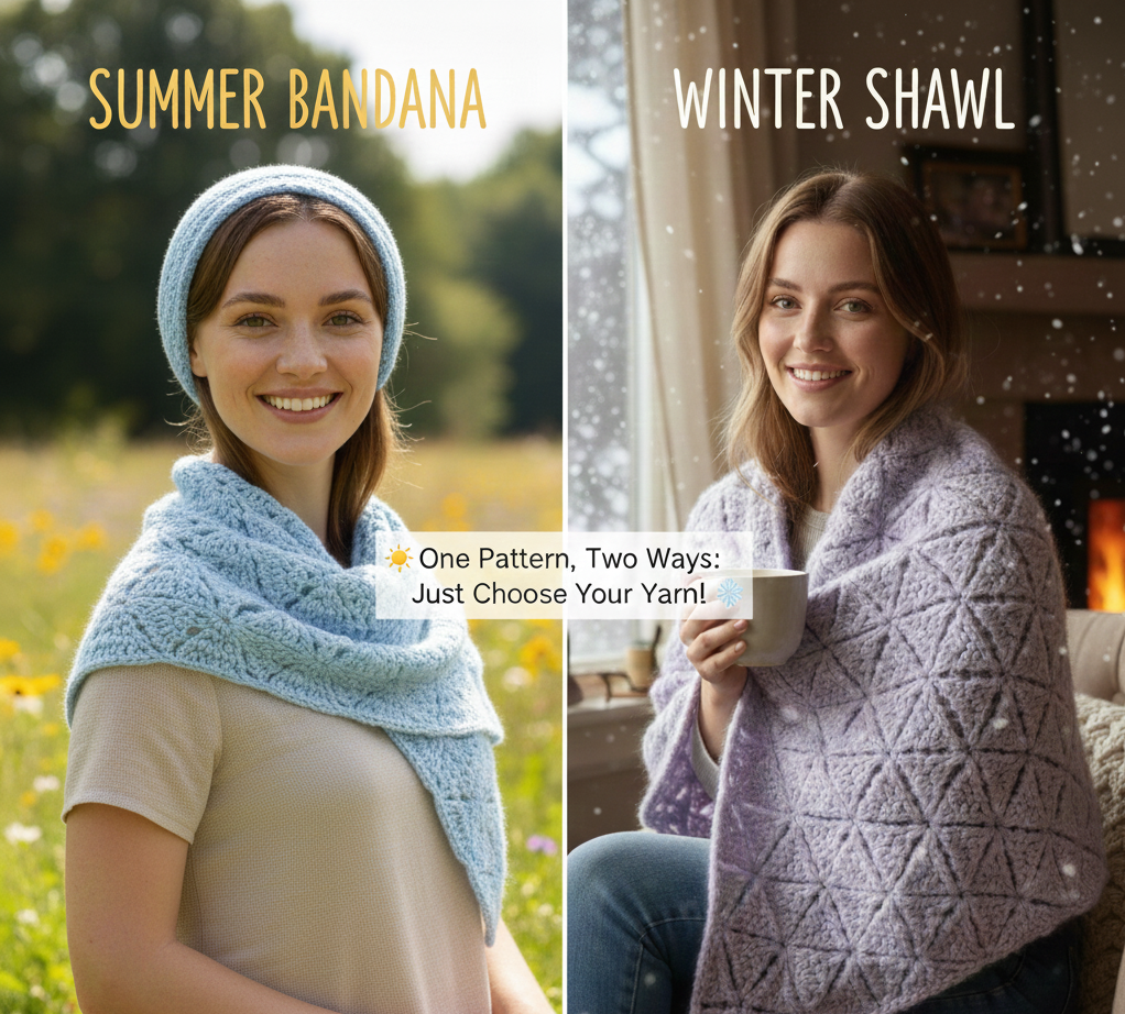 Crochet triangle pattern - make a bandana or shawl from one chart
