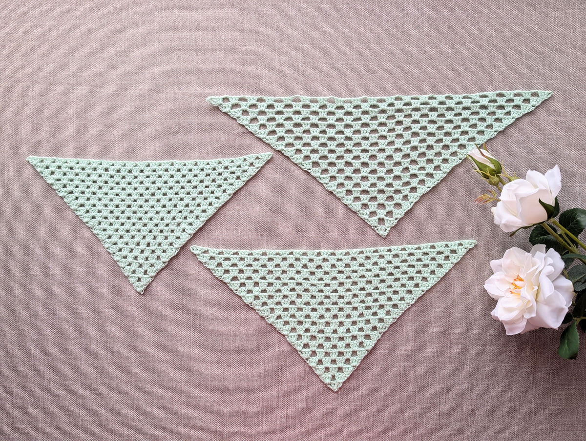 Handmade cotton crochet neck baktus scarf crafted with Chart 105 3-in-1 pattern