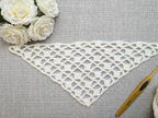 Beginner-friendly triangle crochet bandana shawl with delicate openwork lace pattern, Chart 7.