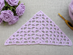 Beginner-friendly triangle crochet bandana shawl with delicate openwork lace pattern, Chart 8.