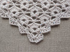 Close-up of 3-double crochet cluster stitches and lacy openwork on Chart 102 triangle shawl.