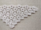Detailed view of the custom scalloped border edging on Chart 102 crochet triangle shawl pattern.
