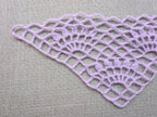 Detailed view of finished edge and lace stitch pattern on a triangle crochet bandana shawl, Chart 14.