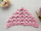 Advanced triangle crochet bandana shawl with intricate openwork lace pattern, Chart 15.