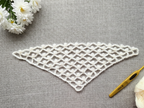 Beginner-friendly triangle crochet bandana shawl with delicate openwork lace pattern, Chart 23.