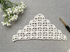 Beginner-friendly triangle crochet bandana shawl with delicate openwork lace pattern, Chart 24.