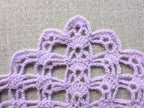 Detailed view of finished edge and lace stitch pattern on a triangle crochet bandana shawl, Chart 25.