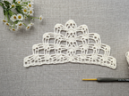 Beginner-friendly triangle crochet bandana shawl with delicate openwork lace pattern, Chart 25.