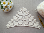 Beginner-friendly triangle crochet bandana shawl with delicate openwork lace pattern, Chart 26.