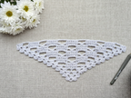 Beginner-friendly triangle crochet bandana shawl with delicate openwork lace pattern, Chart 27.