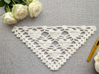 Beginner-friendly triangle crochet bandana shawl with delicate openwork lace pattern, Chart 28.