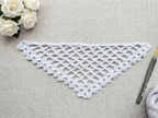 Beginner-friendly triangle crochet bandana shawl with delicate openwork lace pattern, Chart 29.