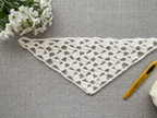 Beginner-friendly triangle crochet bandana shawl with delicate openwork lace pattern, Chart 35.