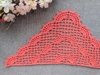 Detailed view of finished edge and lace stitch pattern on a triangle crochet bandana shawl, Chart 51.