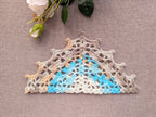 Triangle crochet bandana shawl with delicate openwork lace pattern, Chart 52.