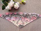 Triangle crochet shawl with delicate openwork lace pattern, Chart 60.