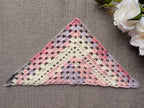 Triangle crochet bandana shawl with delicate openwork lace pattern, Chart 63.
