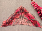 Triangle crochet bandana shawl with delicate openwork lace pattern, Chart 64.
