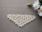 Lace triangle crochet bandana shawl with delicate openwork pattern and custom border, Chart 72.