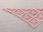 Detailed view of decorative custom border edging on a triangle crochet bandana shawl, Chart 73.