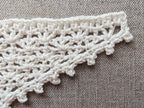 Detailed view of decorative custom border edging on a triangle crochet bandana shawl, Chart 75.