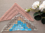 Triangle crochet bandana shawl with delicate openwork lace pattern, Chart 76.
