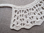 Detailed view of finished edging and lace stitch pattern on a crochet collar, Chart 78.