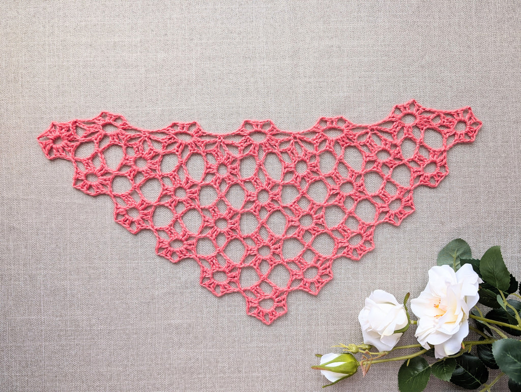 Continuous motif crochet shawl with delicate seamless pattern, Chart 87.