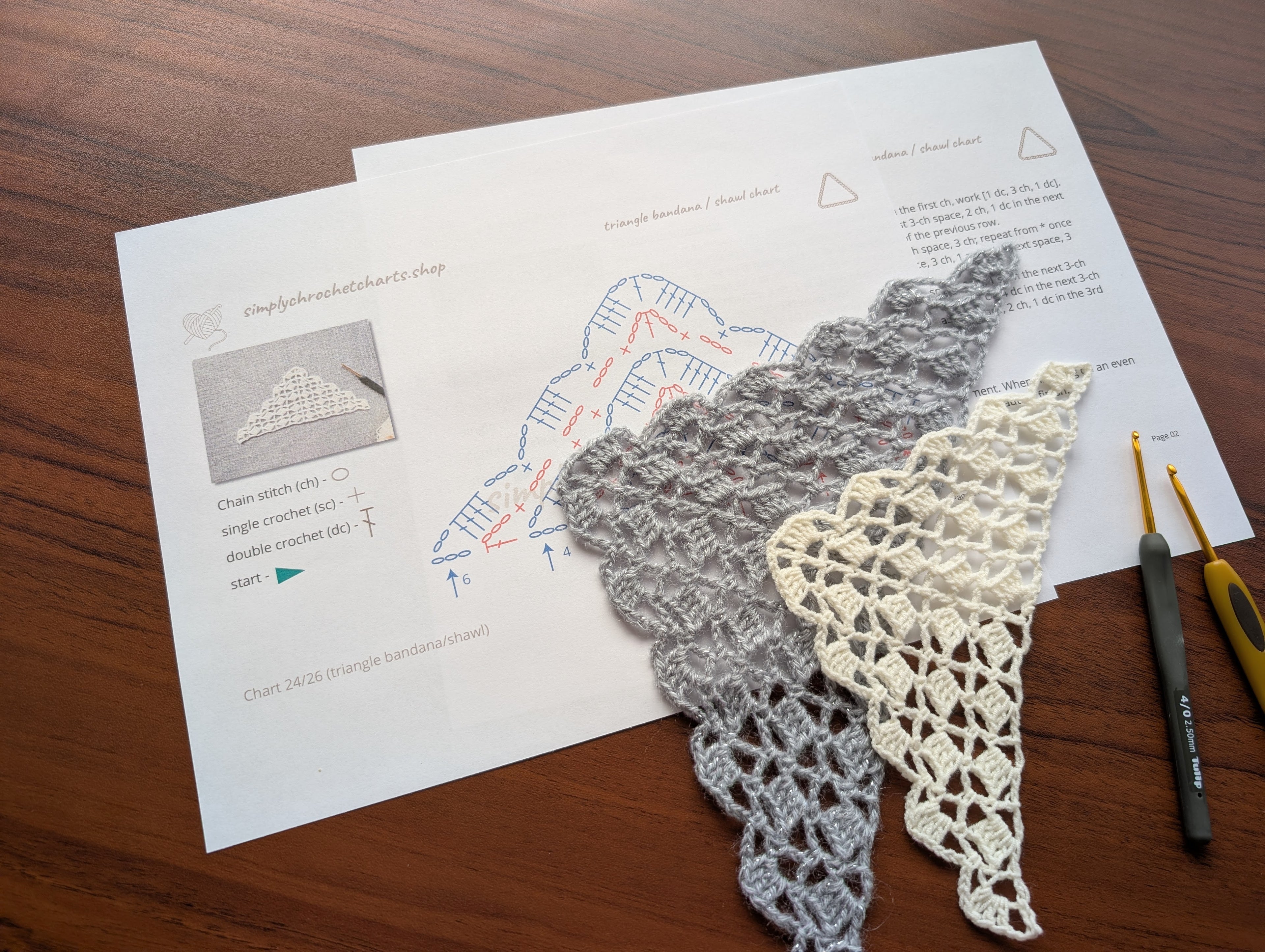 Triangle Bandana & Shawl Crochet Chart - Beginner Friendly PDF Pattern