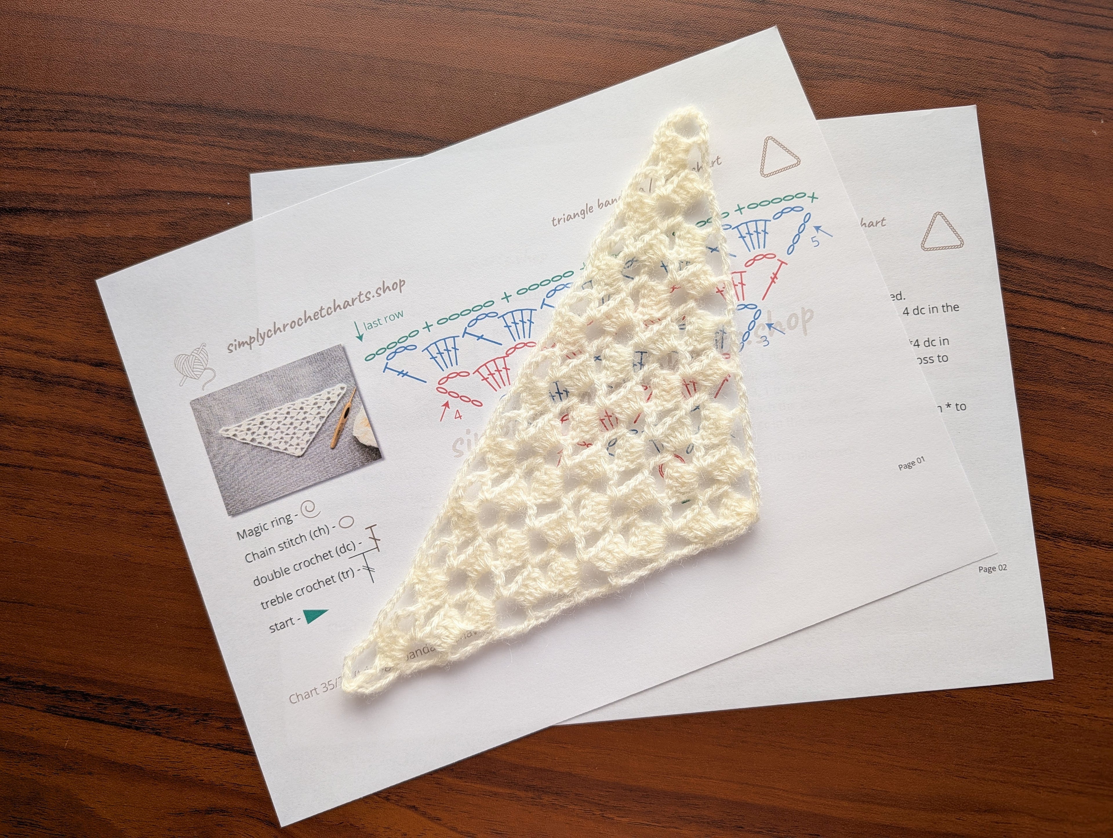 Triangle Shawl Crochet Chart PDF #35