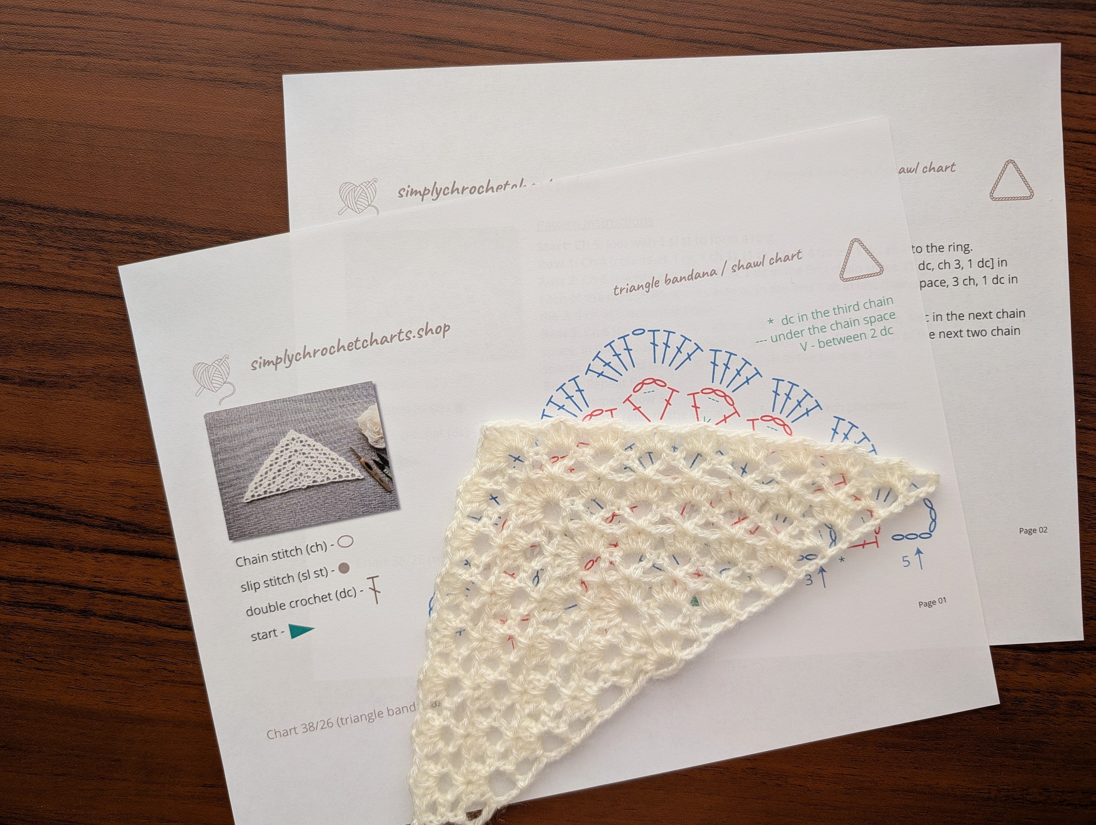 Triangle Shawl/Bandana Crochet Chart PDF #38