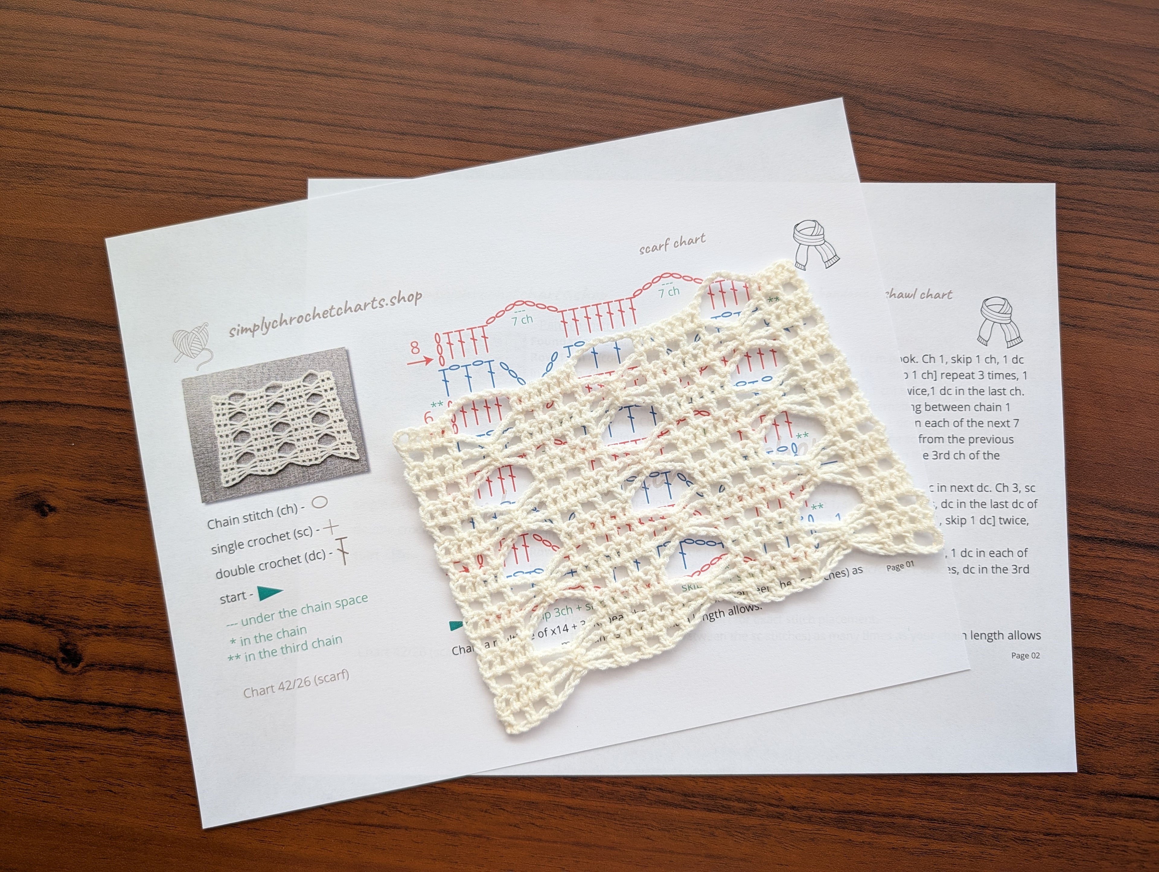 Scarf Crochet Chart PDF #42