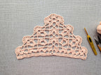 Beginner-friendly triangle crochet bandana shawl with delicate openwork lace pattern, Chart 45.