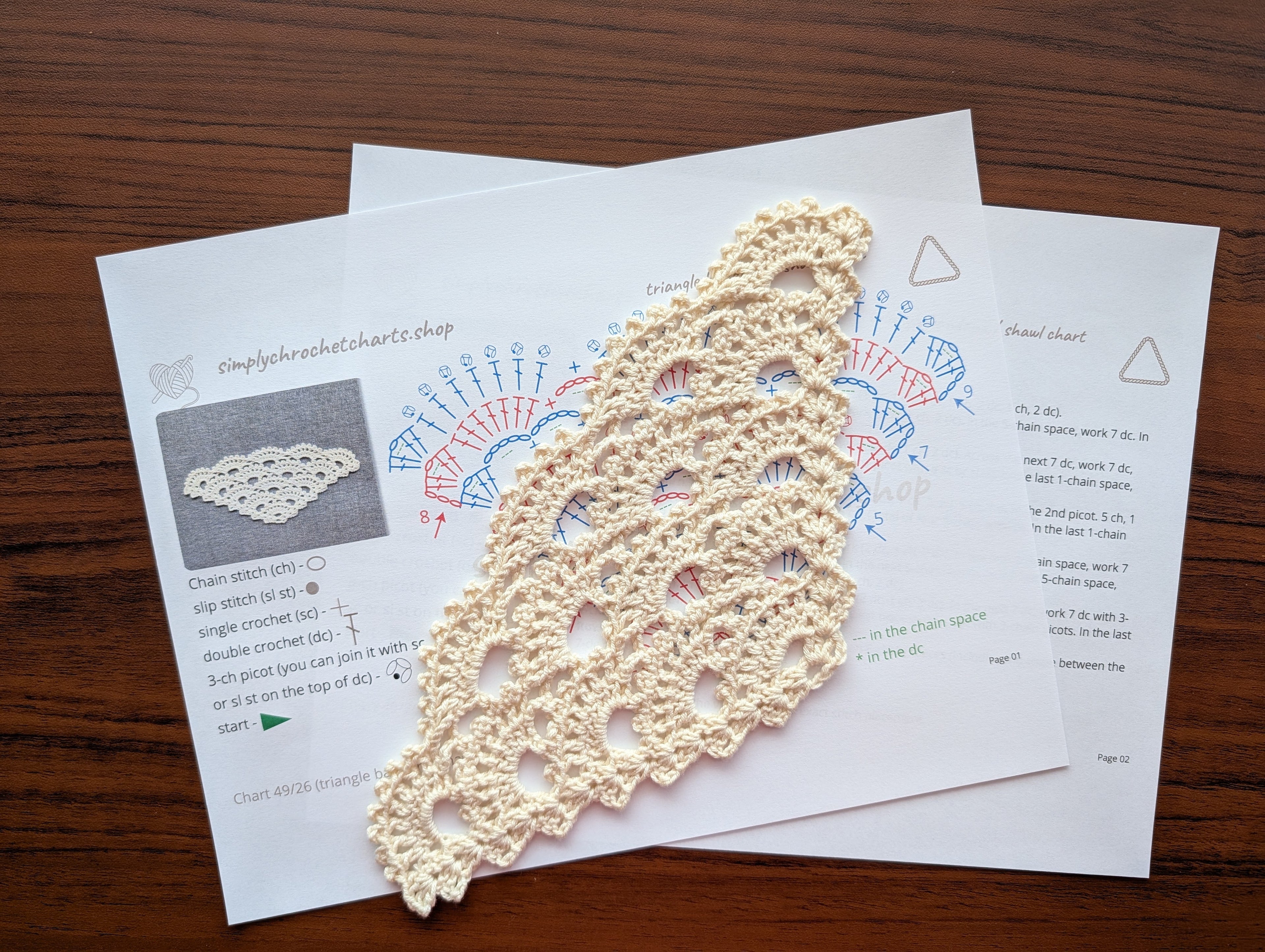 Triangle Shawl Crochet Chart PDF #49