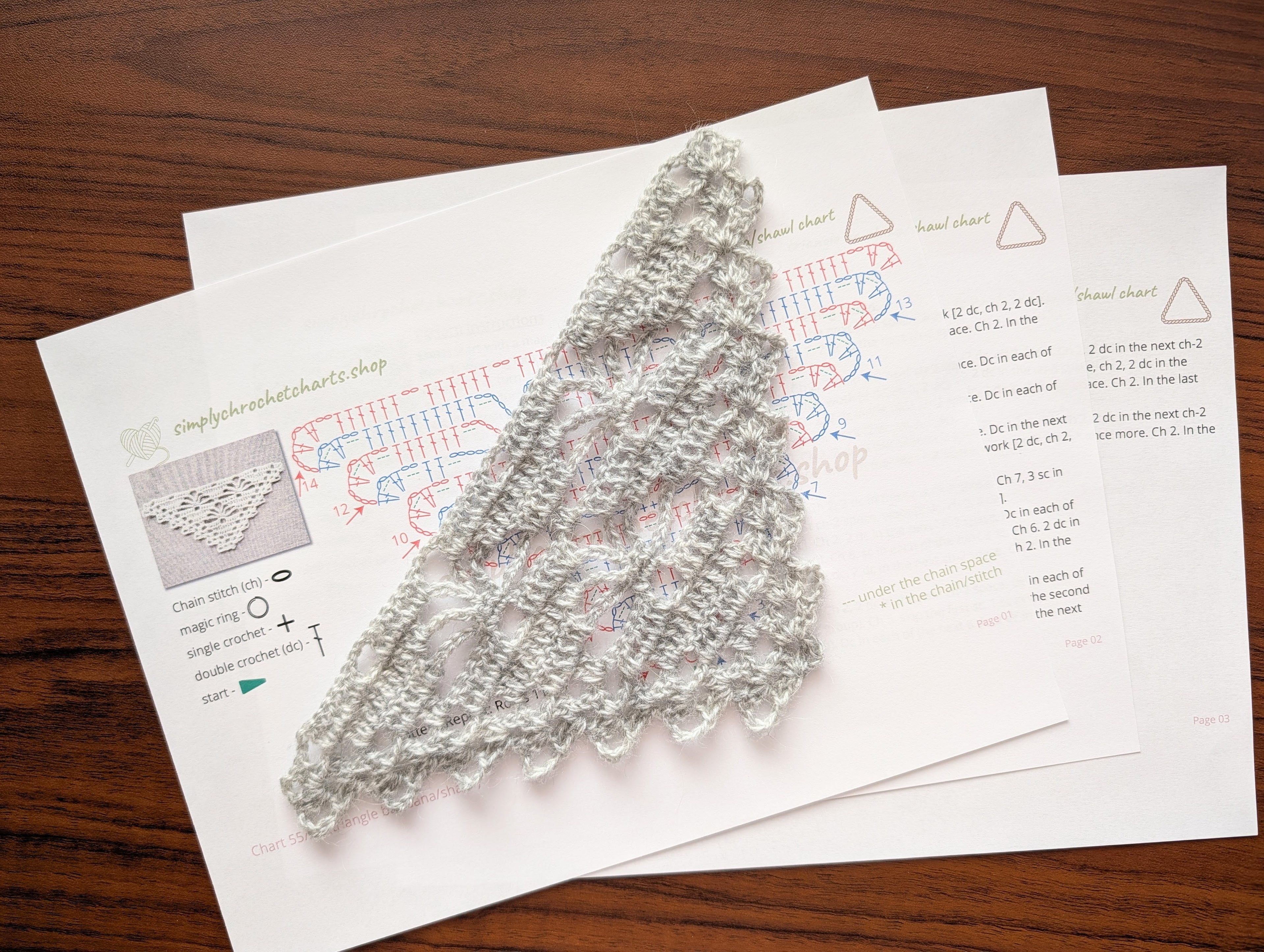 Triangle Bandana/Shawl Crochet Chart PDF #55