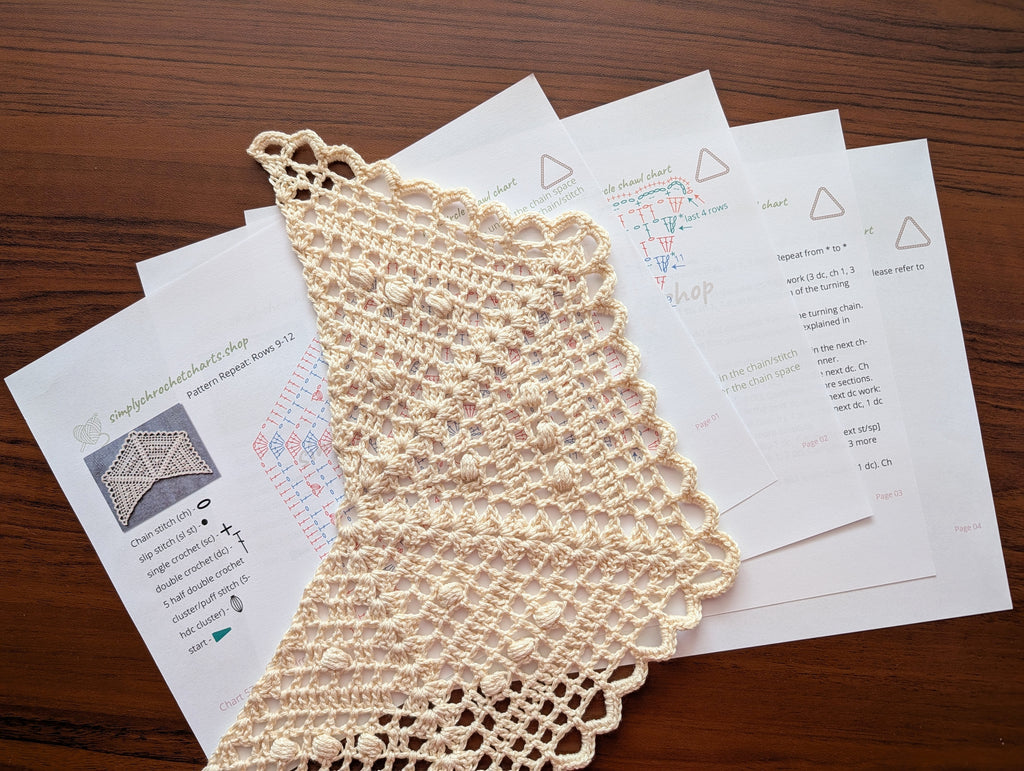 Half-Circle Shawl Crochet Chart PDF #57 + Border