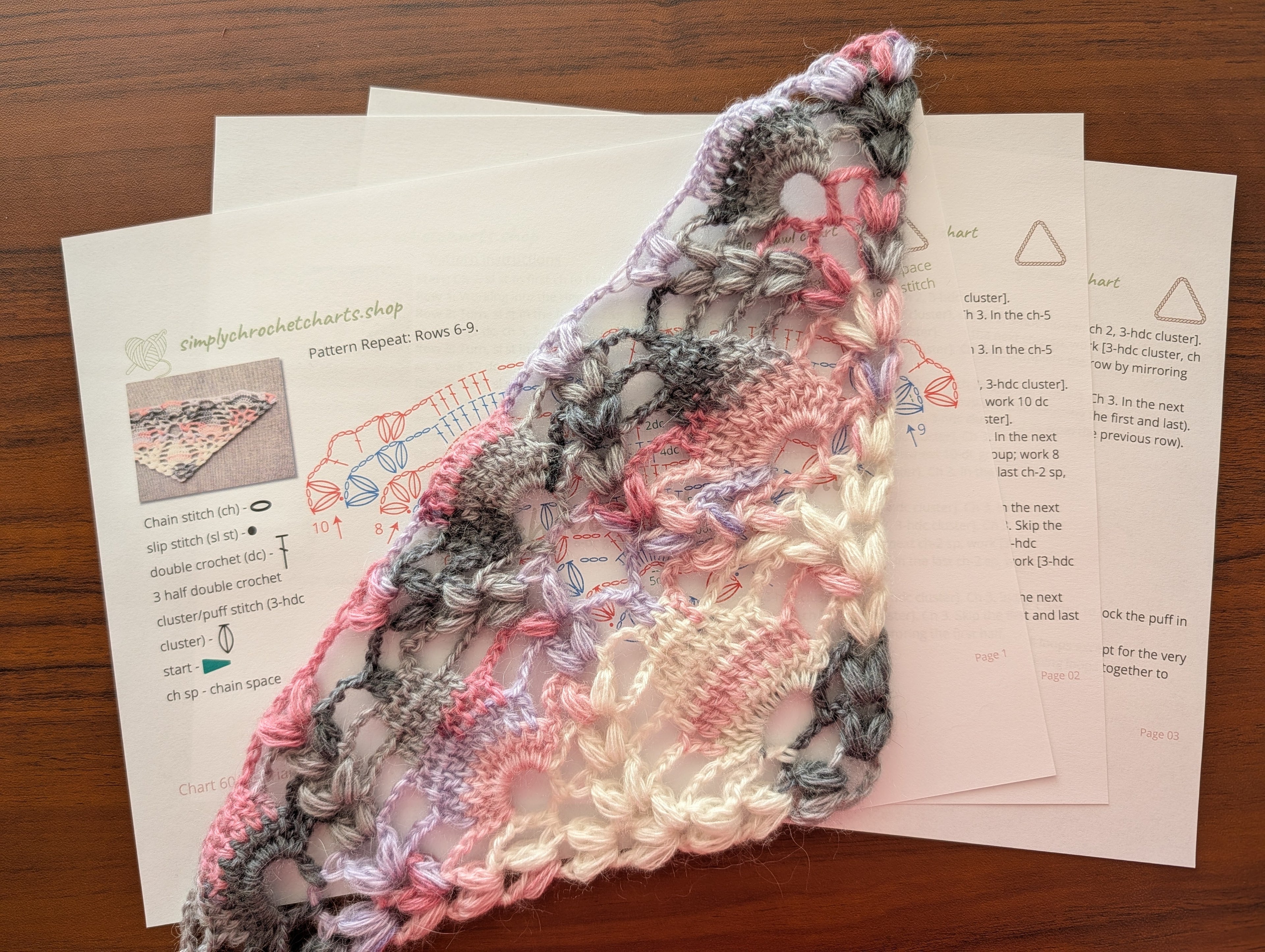 Triangle Crochet Shawl Chart PDF #60