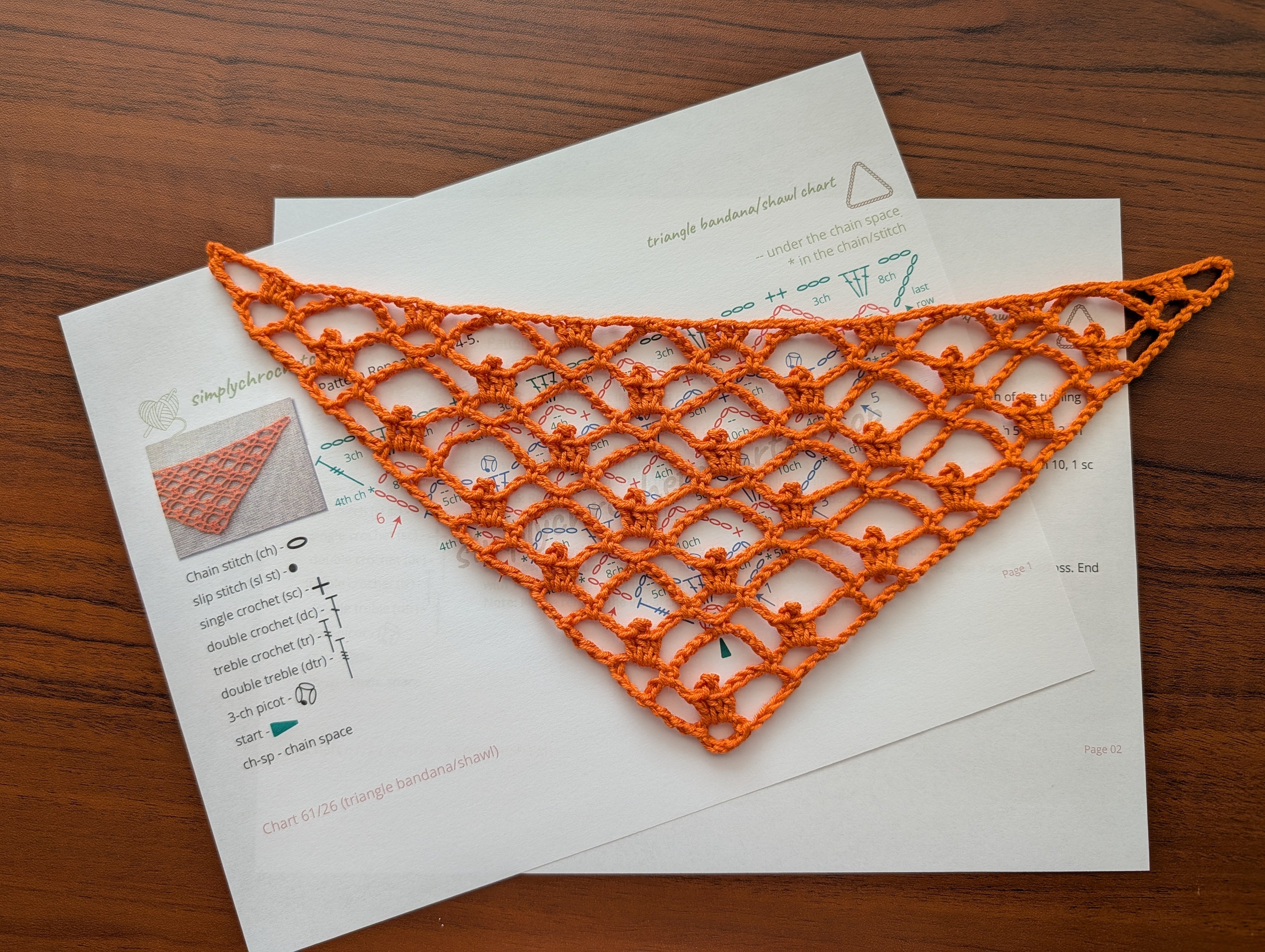 Triangle Crochet Bandana/Shawl Chart PDF #61