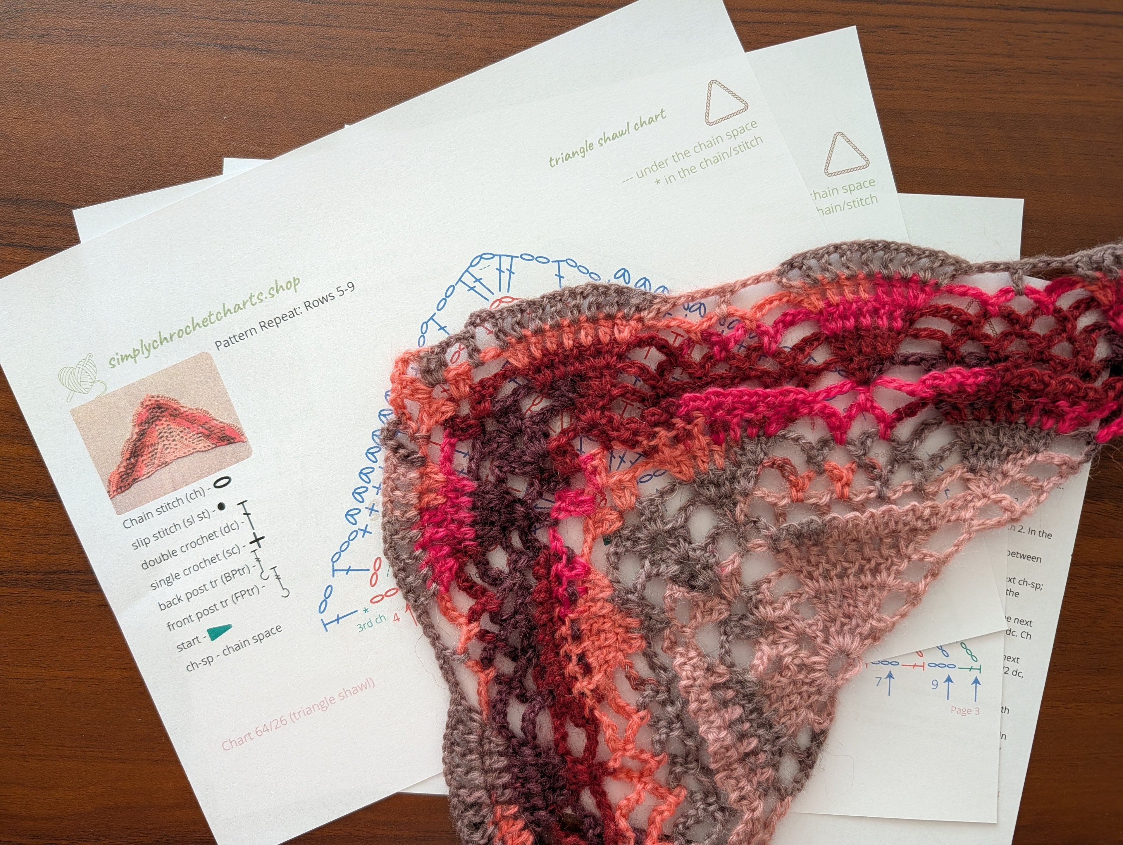Triangle Crochet Shawl Chart PDF #64