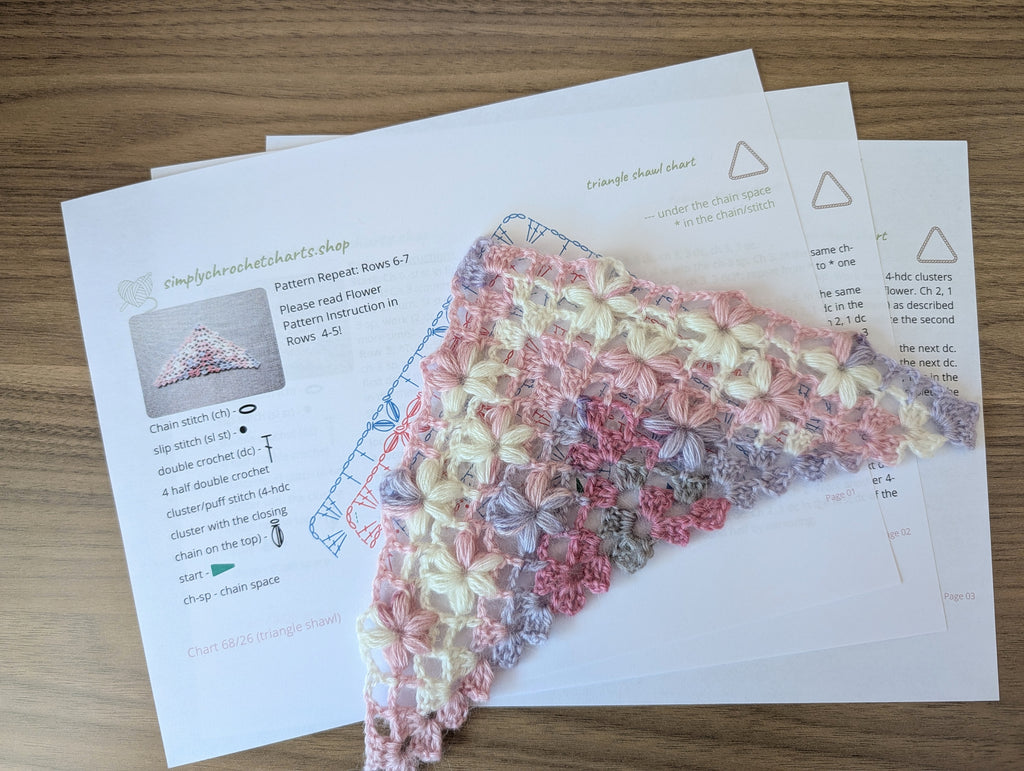 Triangle Crochet Shawl Chart PDF #68