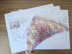 Triangle crochet shawl with delicate openwork lace pattern, Chart 68.