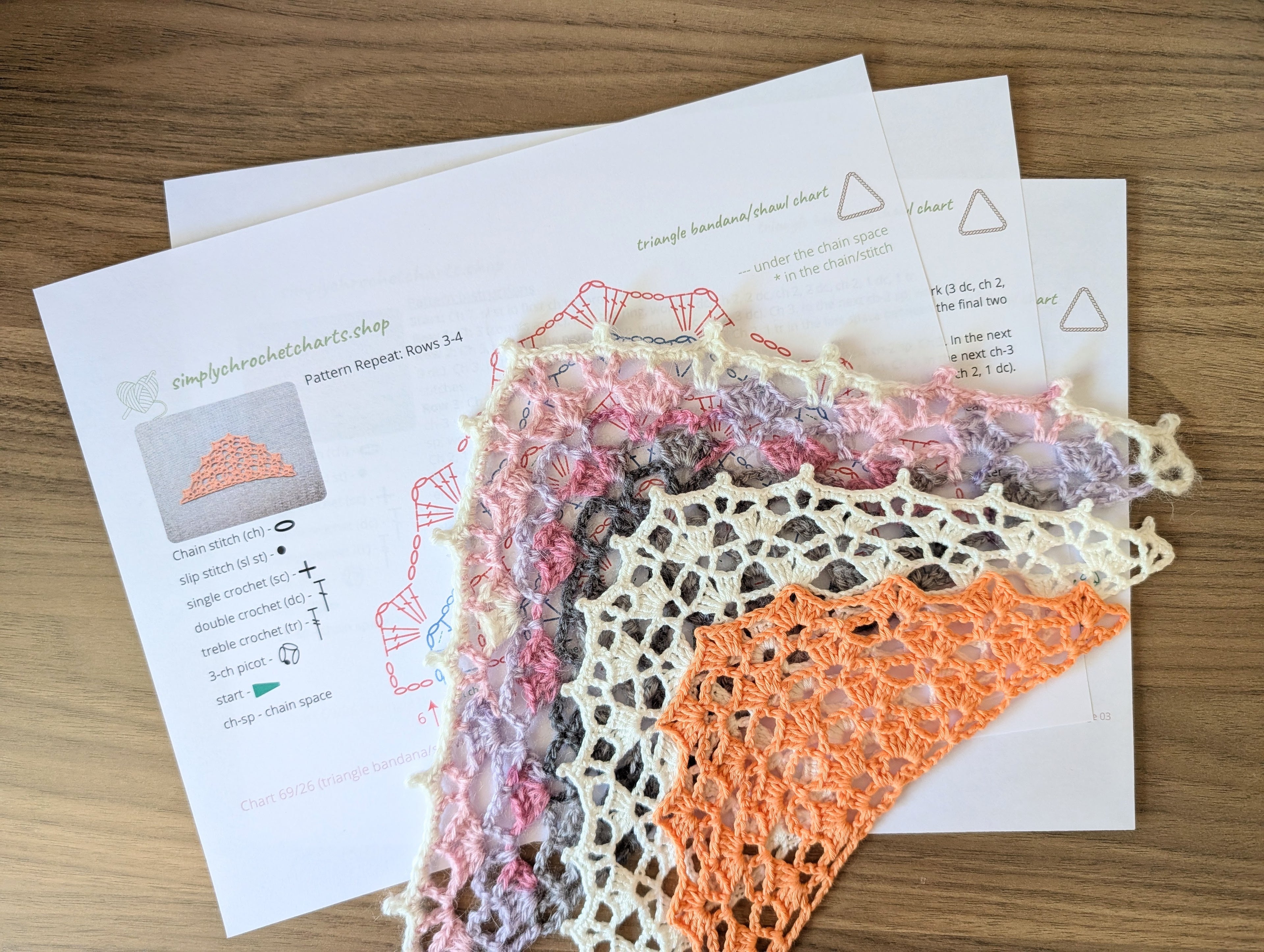Triangle Crochet Bandana/Shawl Chart PDF #69