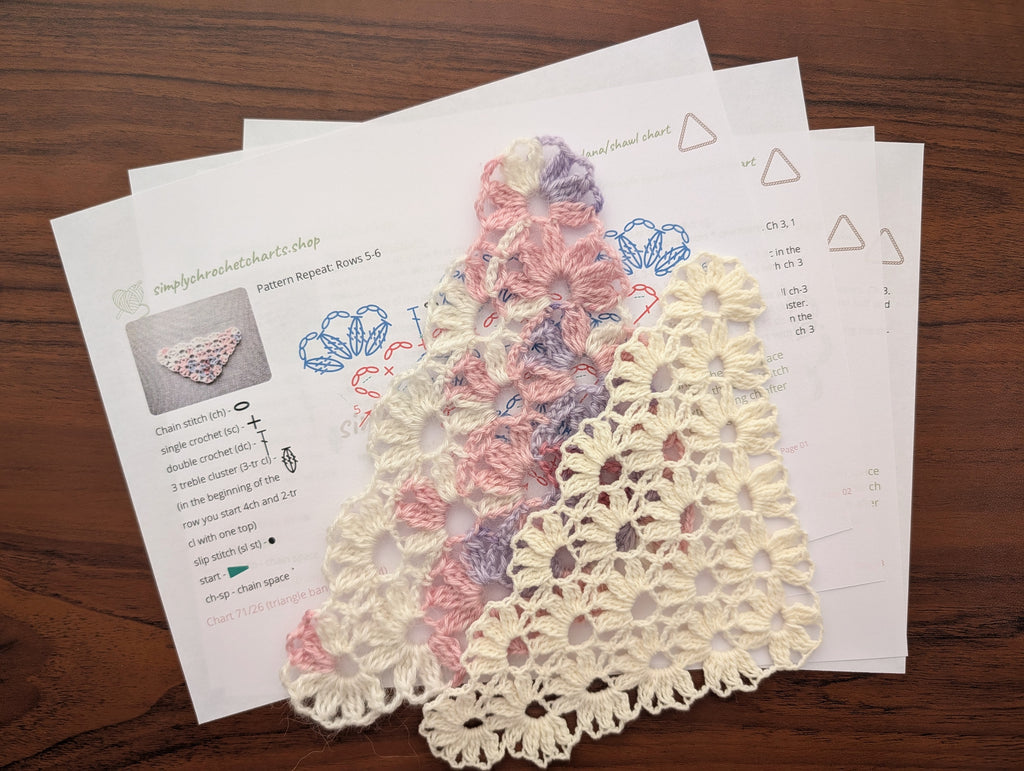 Triangle Crochet Bandana/Shawl Chart PDF #71 + Border