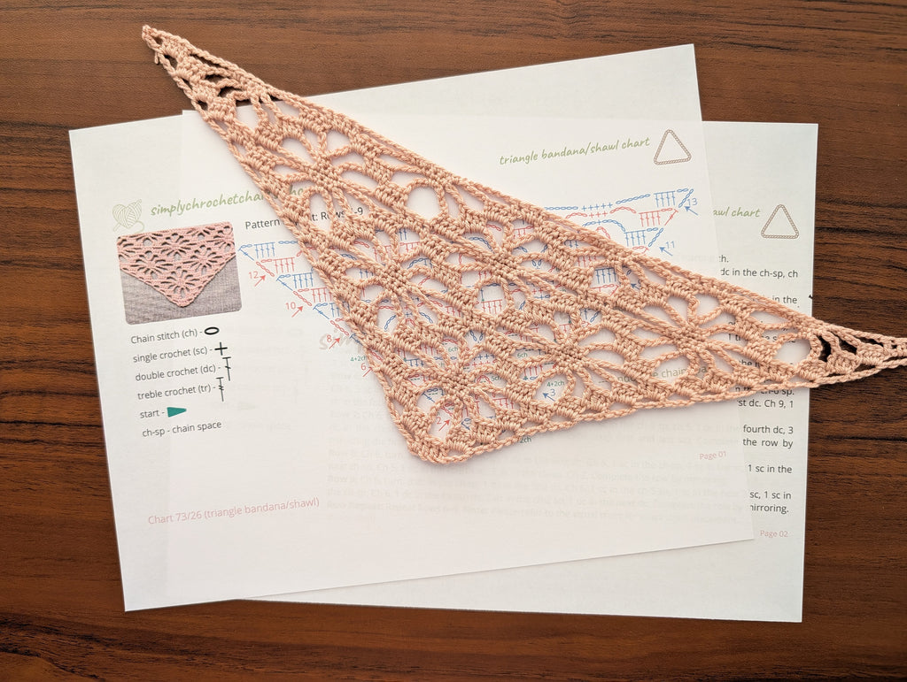 Triangle Crochet Bandana/Shawl Chart PDF #73