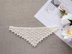Lace triangle crochet bandana shawl with delicate openwork pattern and custom border, Chart 75.