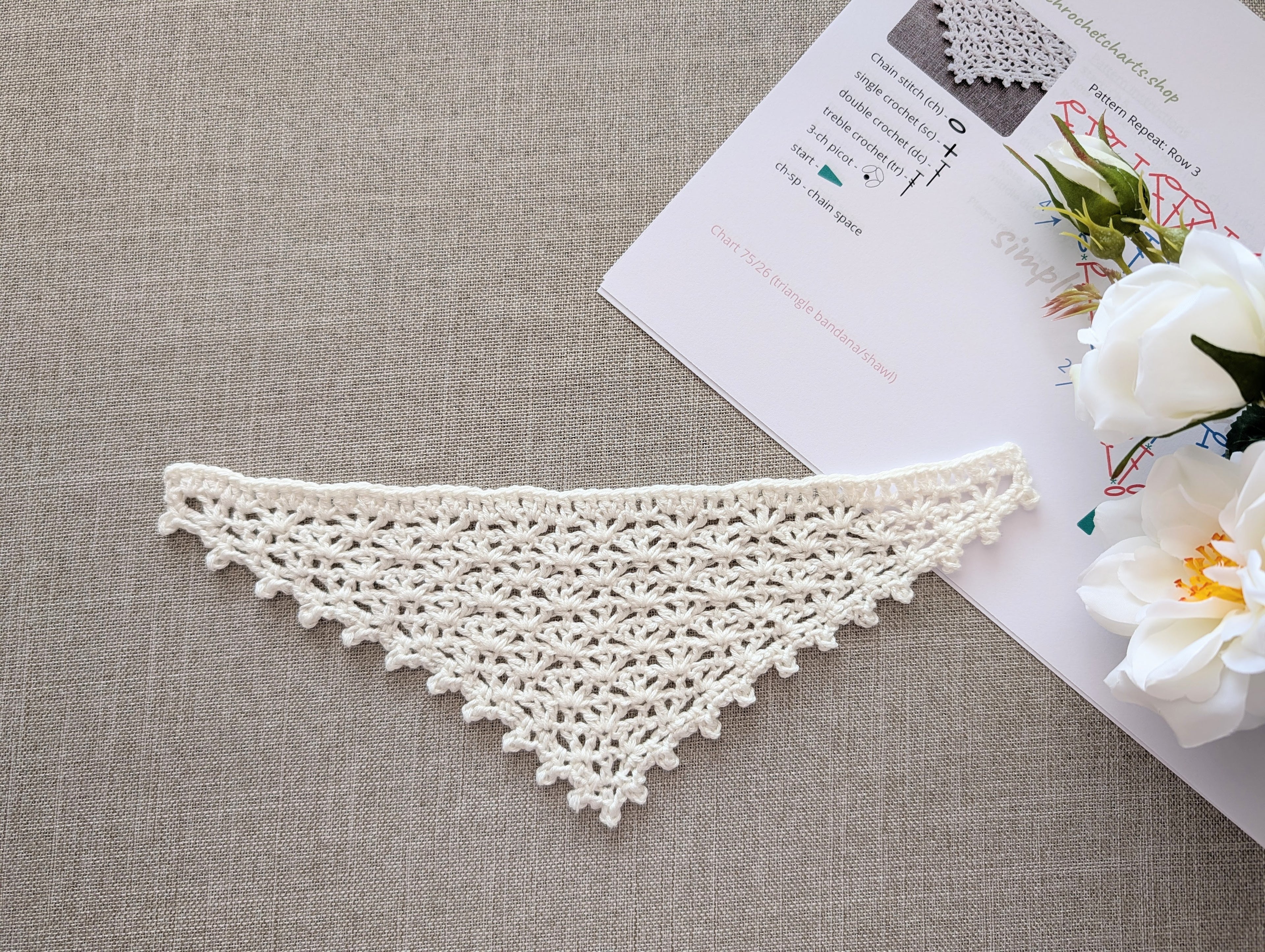Triangle Crochet Bandana/Shawl/Baktus Chart PDF #75 + Border