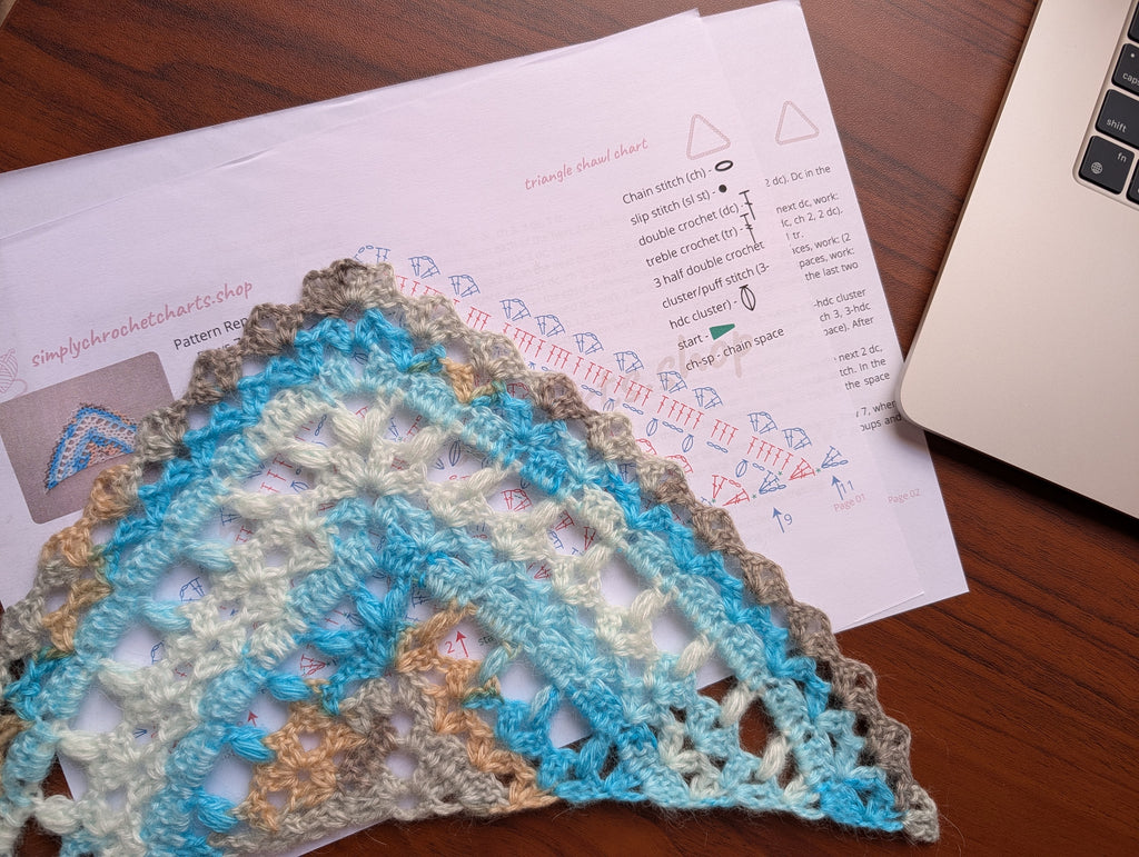 Lace Triangle Crochet Shawl PDF Chart #91