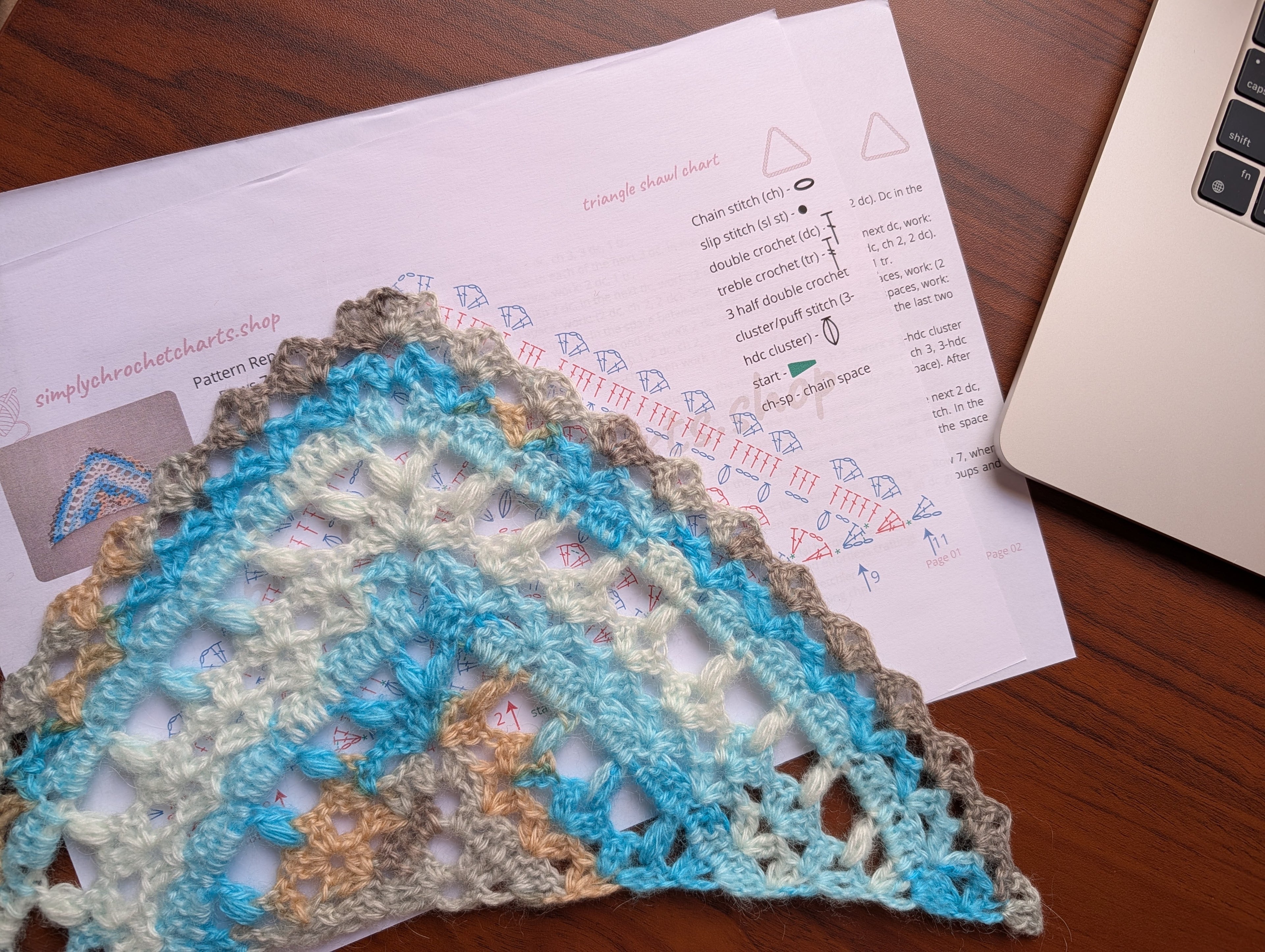 Lace Triangle Crochet Shawl PDF Chart #91