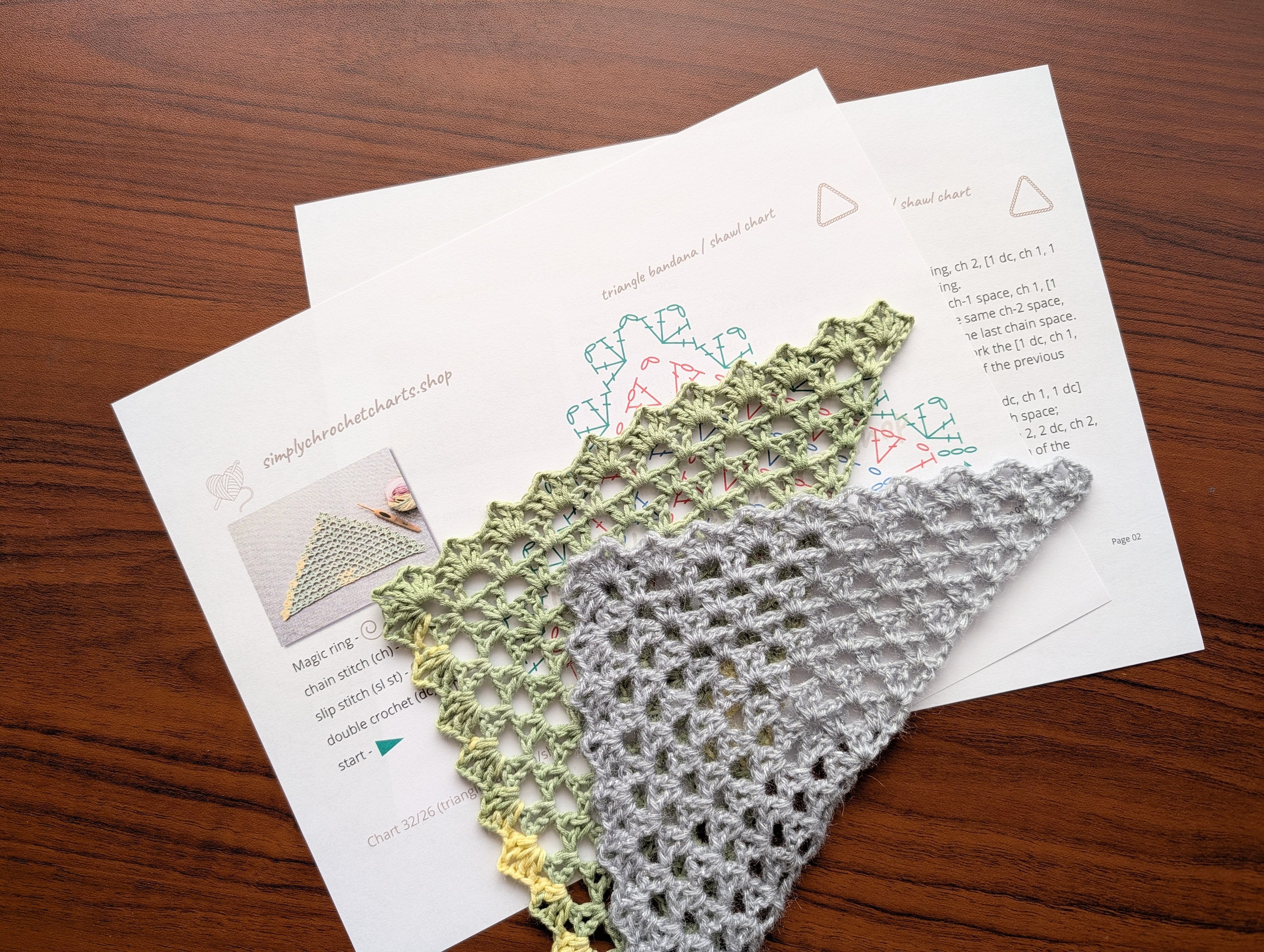 Triangle Bandana & Shawl Crochet Chart - Beginner Friendly PDF Pattern + Border