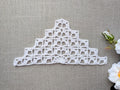 Chart 108 crochet symbol diagram and stitch key for shell and V-stitch lace triangle shawl, kerchief, and baktus PDF pattern.